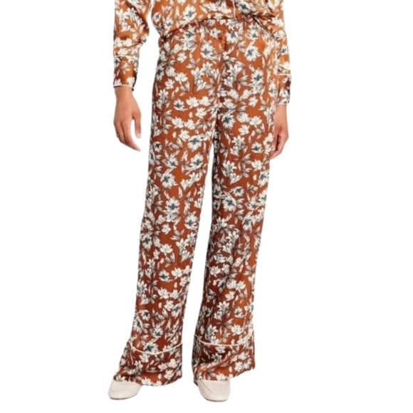 La Ligne x Target Women's Size Med Floral Wide Leg Trousers Brown White - Picture 12 of 12